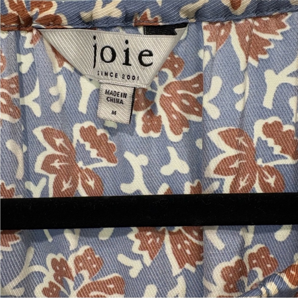 Joie Renae Floral Blouse | Blue & Rust | Elastic Waist | Size M